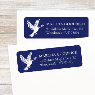 Elegante Witte Vrede op Aarde Dove Retouradres Etiket