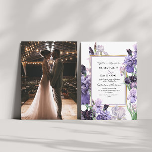 Elegante witte waterverf bloem bruiloftsfoto kaart