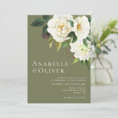 Elegante witte Waterverf bloemengroene bruiloft Kaart (Staand voorkant)