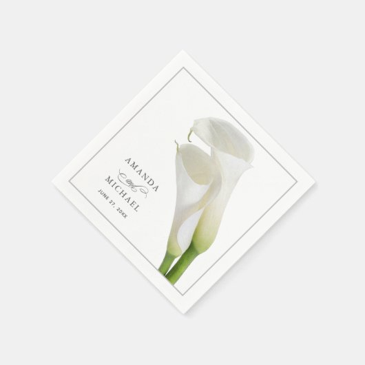 Elegante witte Waterverf Calla Lilies Bruiloft Servet (Hoek)