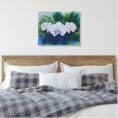 Elegante witte waterverf tropische boho orchideeën canvas afdruk (Insitu (Slaapkamer))