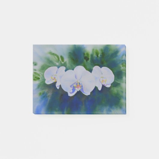 Elegante witte waterverf tropische boho orchideeën post-it® notes (Voorkant)
