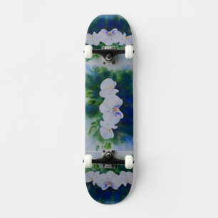 Elegante witte waterverf tropische boho orchideeën skateboard