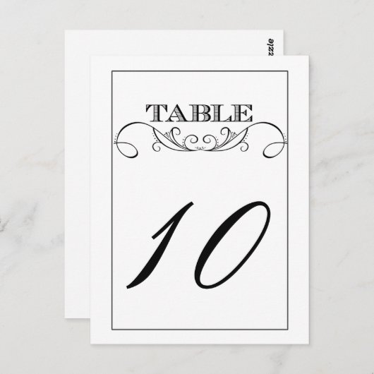 Elegante witte werveling Trouwtafel Nummer Kaarten (Voorkant / Achterkant)