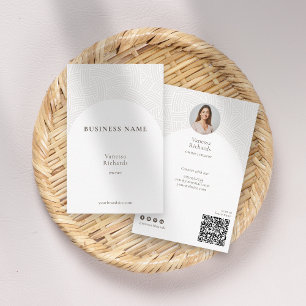 Elegante witte weven Business QR Code Foto Visitekaartje