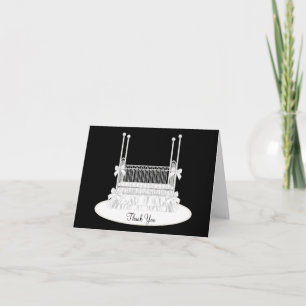 Elegante witte wieg babyshower bedankkaartjes bedankkaart