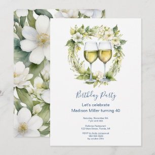 Elegante witte wijnbloemen volwassen verjaardag kaart