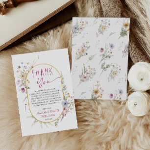 Elegante witte wilde bloem baby shower bedank kaar bedankkaart