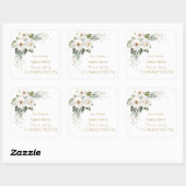 Elegante witte wilde rozen Eerste Heilige Communie Vierkante Sticker (Vel)