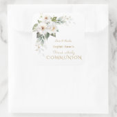 Elegante witte wilde rozen Eerste Heilige Communie Vierkante Sticker (Tas)