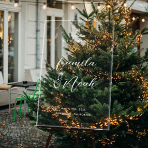 Elegante witte winter bruiloft welkom acryl bord