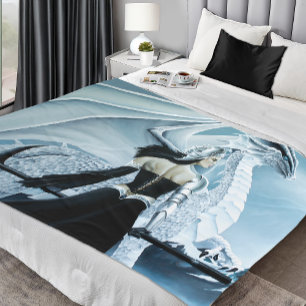 Elegante Witte Winter Gotische Drakenkoningin Fant Fleece Deken