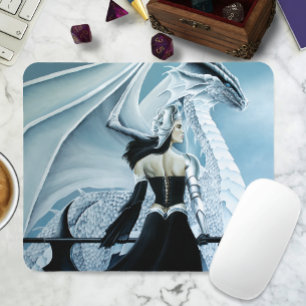 Elegante Witte Winter Gotische Drakenkoningin Fant Muismat