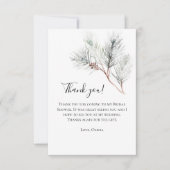 Elegante Witte Winterdennen Bruidsdouche Bedankkaart (Voorkant)