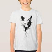 Elegante witte wolf kunst in zwarte inkt Tri-Blend shirt (Voorkant)