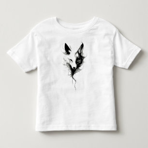 Elegante Witte Wolfskunst in Zwarte Inkt Kinder Shirts