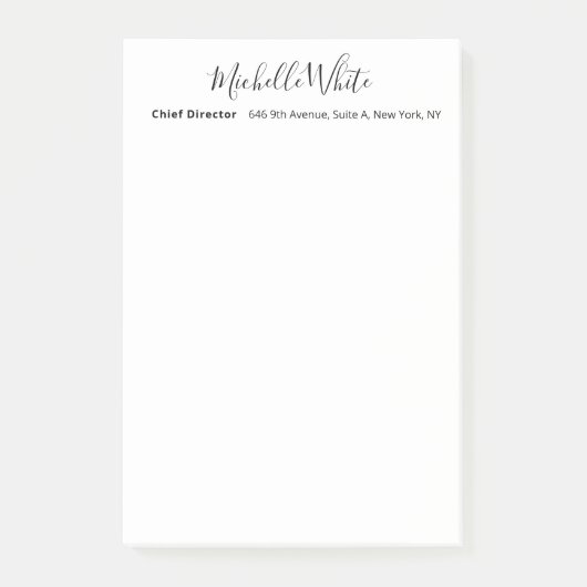 Elegante Witte Zakelijke Moderne Post-it® Notes (Voorkant)