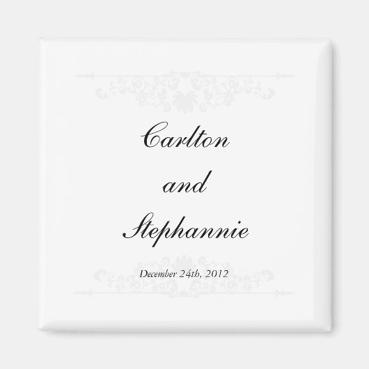 Elegante witte/zilveren bruiloft magneet gunst (Voorkant)