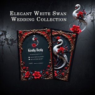 Elegante Witte Zwaan Trouwcollectie RSVP Kaartje