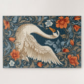 Elegante witte zwaan William Morris geïnspireerd F Legpuzzel (Horizontaal)