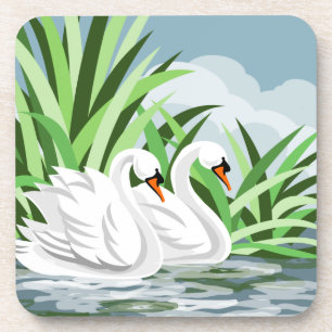 Elegante witte zwanen bier onderzetter