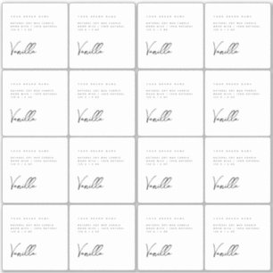 Elegante witte zwarte kaars productlabel sticker