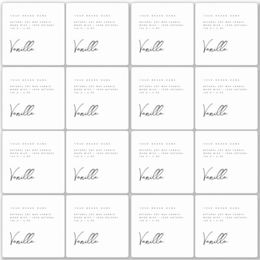 Elegante witte zwarte kaars productlabel sticker (Voorkant)