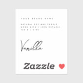 Elegante witte zwarte kaars productlabel sticker (Vel)