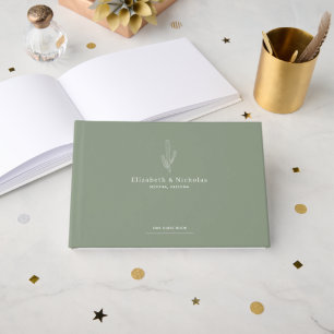 Elegante Woestijn Cactus Groene Trouwdag Gastenboek