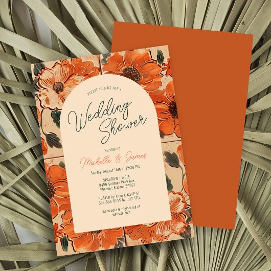 Elegante woestijn oase terracotta bruiloft kaart