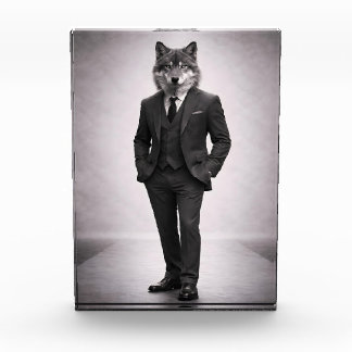 Elegante Wolf in Klassiek Pak Portret Fotoblokken