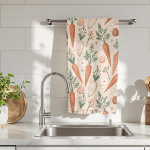 Elegante wortelen met bloesems en kleine eitjes theedoek