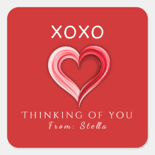 Elegante XOXO Valentijnsticker • Liefdestag Vierkante Sticker