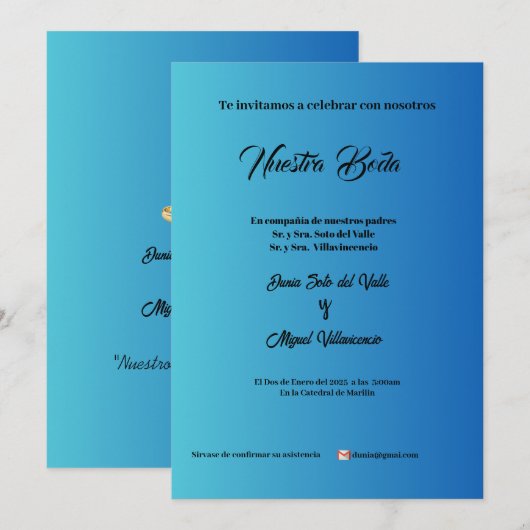 Elegante y Moderna Invitation (Devant / Derrière)