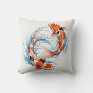 Elegante Yin Yang Koi Vis Waterverf Kussen