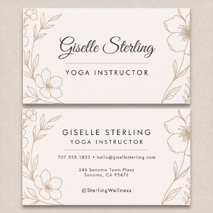 Elegante Yoga Instructeur Botanische Blush Zwart Visitekaartje