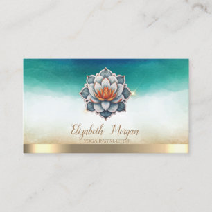 Elegante yogadocent blauwe lotus aquarel visitekaartje