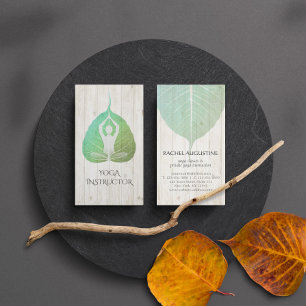 Elegante yogameditatiehouding met Bodhi-blad Visitekaartje