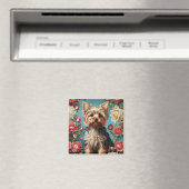Elegante Yorkshire Terrier Portrait Roos Tuin Magneet (Insitu (Vaatwasser))