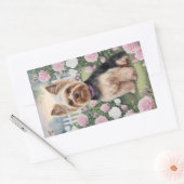 Elegante Yorkshire Terrier Rozentuin Schilderij Rechthoekige Sticker (Envelop)