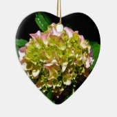 Elegante zacht groene roze groene bloemenhortensia keramisch ornament (Rechts)