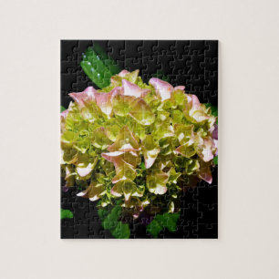 Elegante zacht groene roze groene bloemenhortensia legpuzzel
