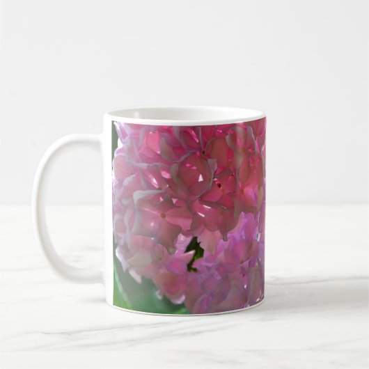 Elegante zacht roze bloemblaadjes roze hortensia's koffiemok (Links)