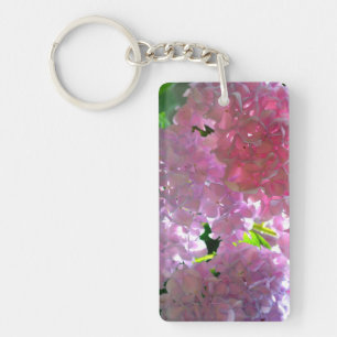 Elegante zacht roze bloemblaadjes roze hortensia's sleutelhanger
