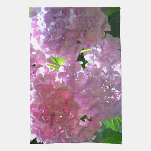 Elegante zacht roze bloemblaadjes roze hortensia's theedoek (Verticaal)