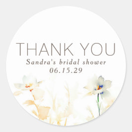 Elegante zachte aardse herfsttinten bloemen dank j ronde sticker