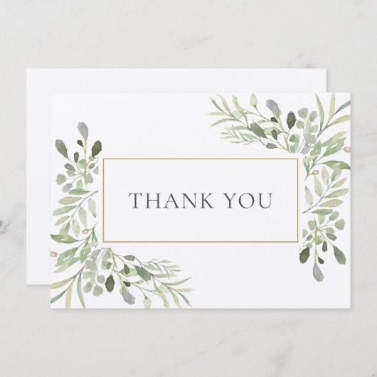Elegante Zachte Bladeren Groen Rustiek Hartelijk D Bedankkaart (Voorkant / Achterkant)