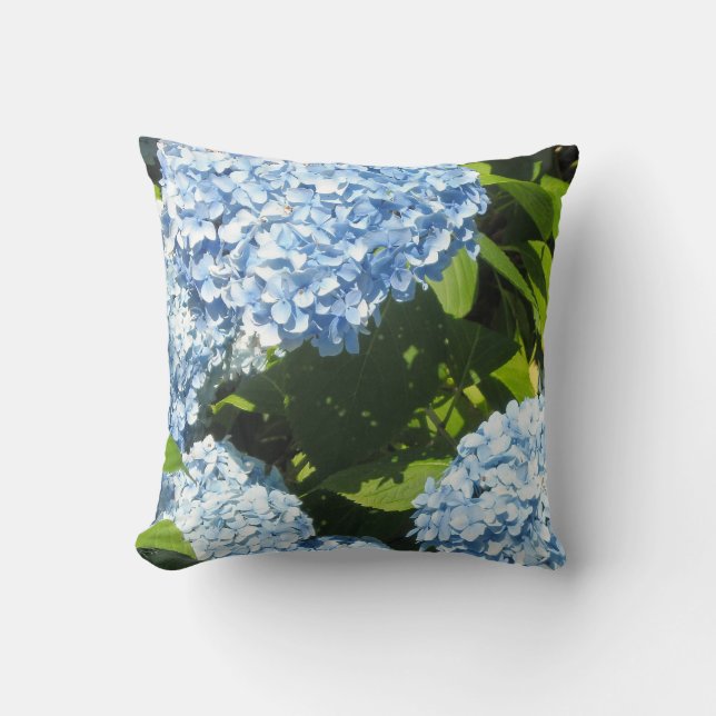 Elegante zachte blauwe hortensia's kussen (Voorkant)