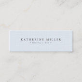 Elegante zachte blauwe linnen minimale bruiloft pl mini visitekaartje (Voorkant)