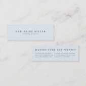 Elegante zachte blauwe linnen minimale bruiloft pl mini visitekaartje (Voorkant / Achterkant)